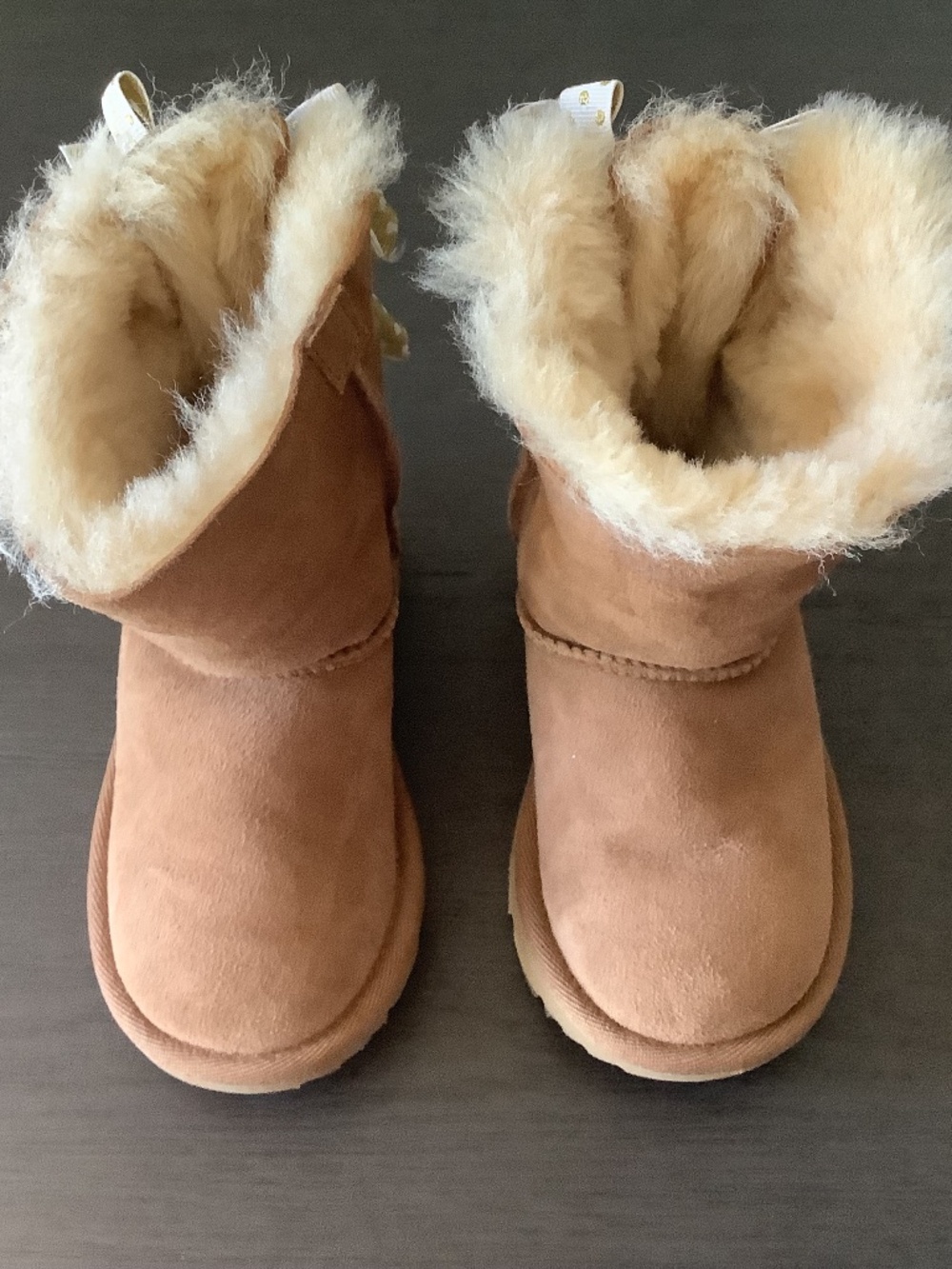 UGG Australia Toddler Bailey Bow Polka Dots Boots Chestnut Brown Size 9